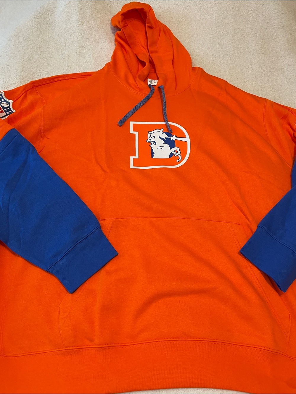 Nike NFL Denver Broncos Team Issued Throwback Orange & Blue Hoodie Sz 3XL